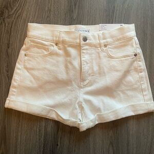 LOFT White Jean Shorts High-Waisted Cuffed Hem